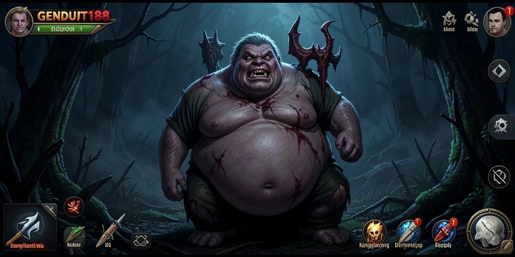 Tampilan gameplay GENDUT188 yang menegangkan di dunia gelap.