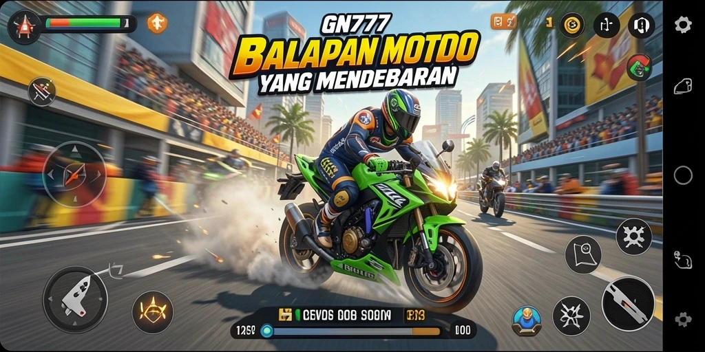 Gameplay balapan motor yang mendebarkan di GN777.