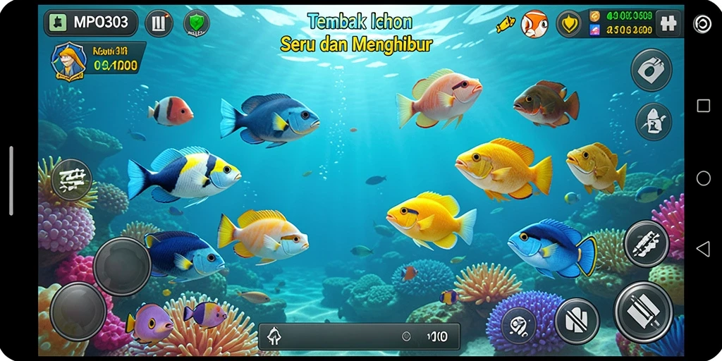 Screenshot gameplay MPO303 menampilkan aksi tembak ikan yang seru.