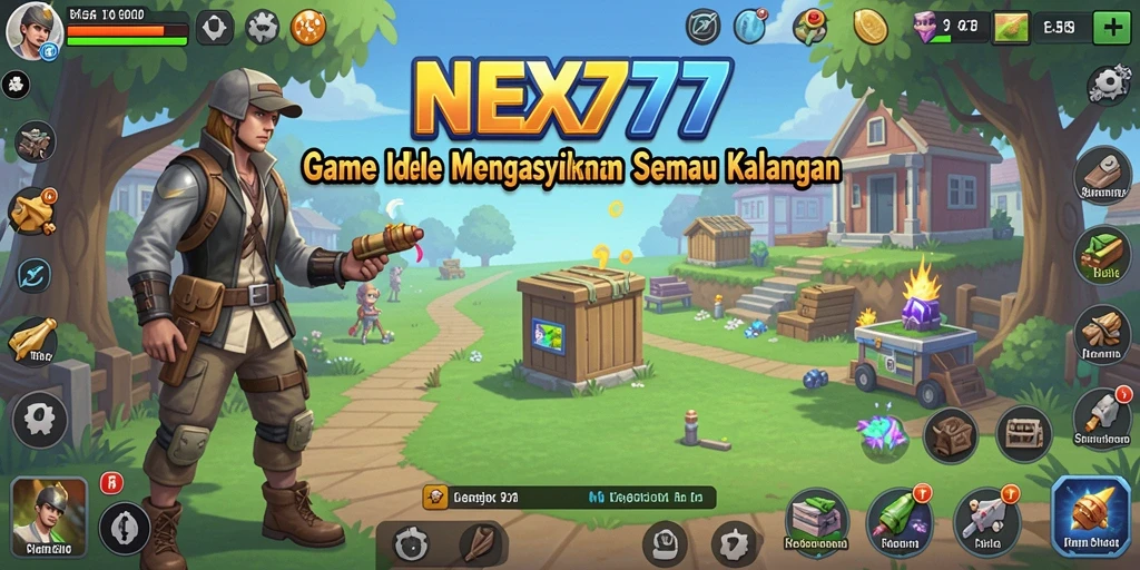 Tampilan gameplay <strong>NEX777</strong> menampilkan aktivitas manajemen sumber daya yang menarik.