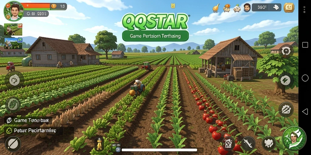 Tampilan gameplay QQSTAR yang menarik dan menyenangkan saat bertani.