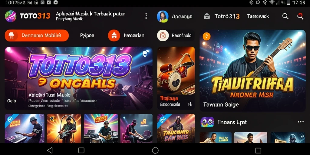 Tampilan antarmuka TOTO313 dengan berbagai pilihan lagu musik.